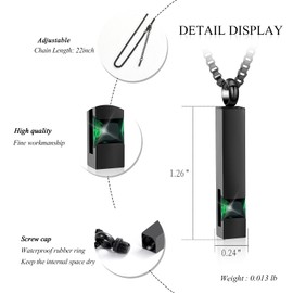 XSMZB Crystal Bar Cremation Urn Jewelry for Ashes Birthstone Cube Memorial Urn Necklace for Women Men Funeral Ashes Keepsake Pendant(2pcs-Green)