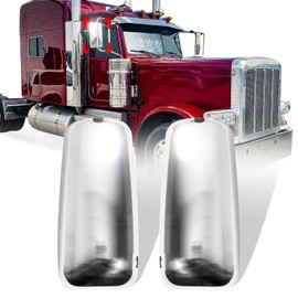 High Soar Chrome Door Mirror Cover Set Fit for Peterbilt 386 389, Driver&Passenger Side (A Pair)