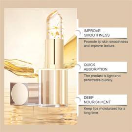 MVC Color Changing Lipstick, Gold Crystal pH Color-Changing Lipstick – 24HR Transferproof & Moisturizing Lip Gloss, Long-Lasting Glossy Finish for Women (golden, 1PC)