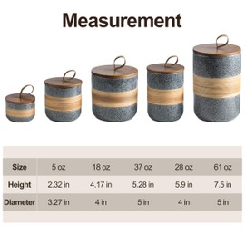 Miamolo Ceramic Jar with Lid, Coffee Container Kitchen Food Storage Jars for Spice Sugar Tea Bag, Stackable Decorative Jars for Countertop, Grey & 18oz