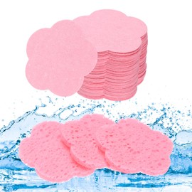 QUARKZMAN 60 Stück Komprimierte Gesichtsschwämme Blumen Gesichtsreinigungsschwämme Pads für tägliche Hautpflegeroutinen zu Hause, Küche, Reisen, Pink