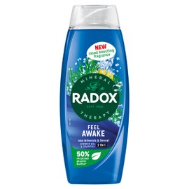 Radox Mineral Therapy Feel Awake 2-in-1 body wash & shampoo shower gel with a sea mineral & fennel fragrance for a refreshing shower experience 450 ml