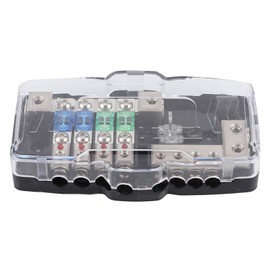 Caja de fusibles Car para Audio Estéreo multifuncional Soporte de distribución de 4 vías con LED para SUV ATV UTV Caja de fusibles Caja de fusibles automotriz para automóvil Caja de fusibles Portafusibles Bloque de fusibles Caja de distribución de fusibl