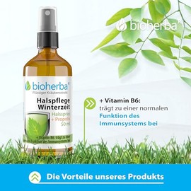 BIOHERBA 2 Halspflege Winterzeit Halsspray + Propolis 50 ml C Mit Echinacea, Holunder, Astragalus & Vitamin B6 | Alkoholfrei & vegan | Pflanzliche Rezeptur von BIOHERBA