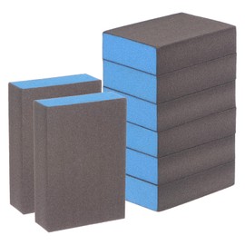 sourcing map 8pcs Sanding Sponge Blocks #280 (2000-2500 Grits) Wet/Dry Hand Sanding Sponges, 100x70x25mm Foam Sanding Block Pad for Polishing Kitchen Metal Wood Drywall Furniture, Brown&Blue