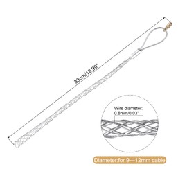 MECCANIXITY Cable Pulling Grip for 9-12mm Cable,with 4.2mm Nut 33cm Wire Mesh Puller Socks Grip Single Head Galvanizing Steel Wire Grips Net Cover Smooth,1 Pcs(Silver)