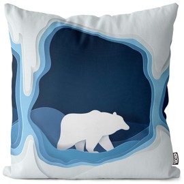 VOID Polar Bear Graphic Arctic Cushion Cover Polyester Decoration Christmas Winter Christmas Decoration Cushion Size: 50 x 50 cm