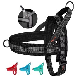 Didog No Pull Dog Harness with Breathable Mesh Padded, Full Reflective & Quick Fit Adjustable Vest Harness, Easy for Training Walking for Small & Medium and Large Dogs (Black, M:Chest 21-26")