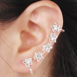 Yheakne Vintage Crystal Star Ear Cuff Wrap Earrings Silver Star Wrap Cuff Earrings Rhinestone Star Climber Crawler Earrings Cz Star Ear Climber Earrings Jewelry for Women
