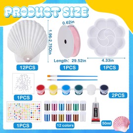 Rotatingpals 12 Pcs Sea Shell Painting Kit, Arts and Crafts Gifts, DIY Seashell Jewelry Craft Kits, Art Activity Gift for Birthday Party Jewelry Making Idea Gifts