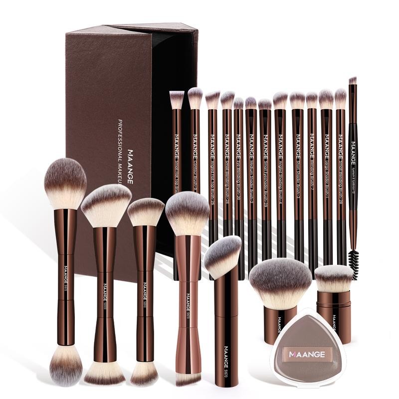 MAANGE Makeup Brush & Puff Set with Storage Box,20pcs Makeup
