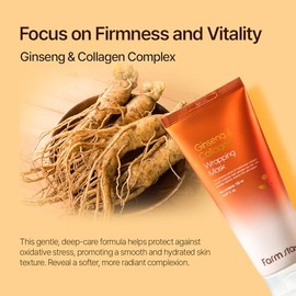 FARMSTAY Máscara de envoltura de colágeno de ginseng para piel de cristal, mascarilla hidratante con extracto de ginseng real, cuidado facial nocturno