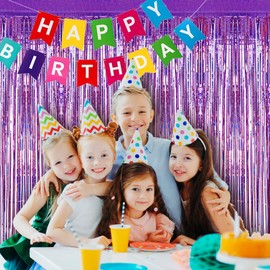 Metallic Tinsel Foil Fringe Curtains, 2Pcs 3.3ft x 8.2ft Pink Party Foil Decorations Streamers Party Backdrop Decorations for Baby Shower Birthday Bridal Shower Wedding Holiday Christmas