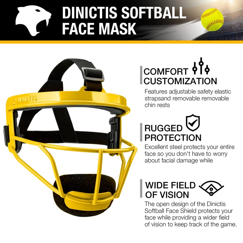 Dinictis Softball Face Mask, Lightweight, Comfortable, with Wide Field Vision,