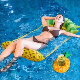 Pool Inflatables, Inflatable Pool Float for Adults with Headrest, Large Lounger Raft, Pool Hammock And Floating Mattress for Relaxation - Blue Pool Chair for Travel And Summer Fun(Pineapple Shape)