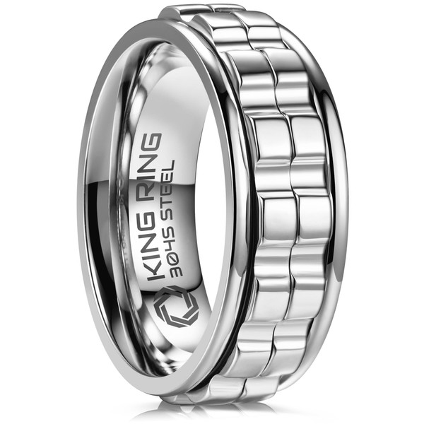 King Ring 8mm Wide Gear Spinner Ring – Ultra Polished