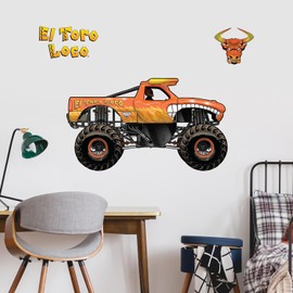 Monster Jam El Toro Loco Truck Wall Decal - Large 21" Wide Monster Truck Wall Vinyl Stickers Bedroom Decorations - Peel and Stick Room Decor