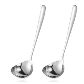 Large Stainless Steel Soup Ladle with Heat Protection - Heat Resistant Kitchen Ladle for Cooking & Pasta Ladles, Induction Safe, Dishwasher Safe & Durable Cooking Utensils