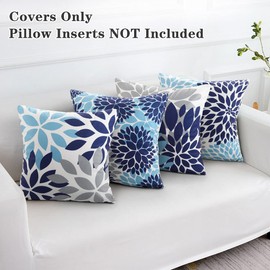 Hanrunsi Throw Pillow Cover 20x20 Navy Blue Velvet Pillow Cover Set of 4 Square Teal and Grey Pillow Case Decorative Pillows for Living Room Couch
