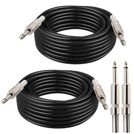 MOOKEERF 1/4" Speaker Cable - 2PCS 20 Feet 1/4 Inch TS Male DJ/PA Instrument Guitar Cable 20FT Speaker Wire Cord for Audio Amplifier Guitar - 2 Pack