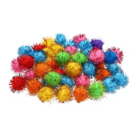 PATIKIL 1.2inch Pom Poms for Crafts, 50Pcs Fuzzy Pastel Glitters Pom Pom Balls for Art Supplies DIY Creative Craft Material Handicraft Decorations, Multicolored