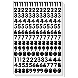 Numbers Arabic Sticker - Primary 0-9 Digi Count Label Decorative (5 Sheets, Black)