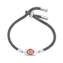 Herzengel Boys Children's Bracelet Made of Stainless Steel, Recycled Polyester and Enamel Pendant, Sliding Clasp, Adjustable Length, Nickel-Free, Stainless Steel Polyester Stainless steel enamel