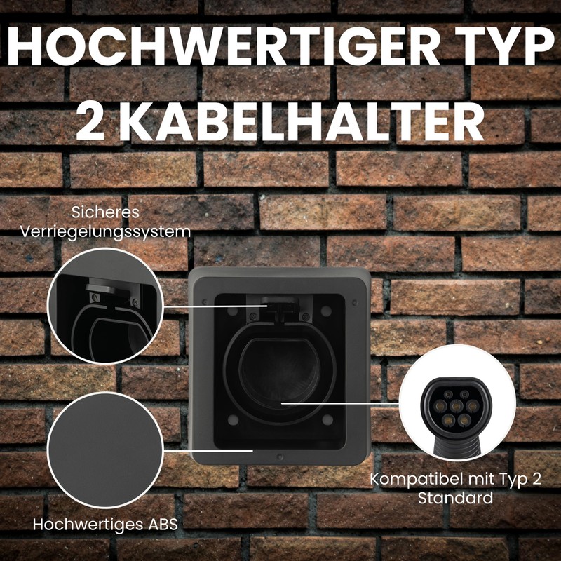 Green Wallbox - Wall mount for charging cable type 2