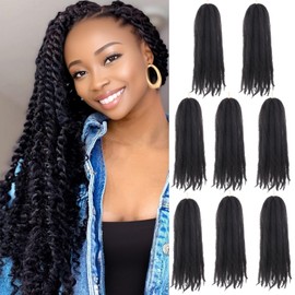 Marley Crochet Braids Hair 24 Inch 8 Packs Afro Kinky Marley Twist Braiding Hair Synthetic Curly Twist Marley Hair Long Springy Afro Twist Hair Extensions (1B#, 24 Inch (Pack of 8))