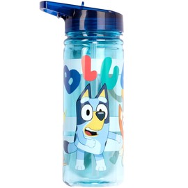 Bluey Water bottle with straw 580 ml 100% Leakproof Durable School Water Bottle Strong Plastic and BPA free (Light Blue)