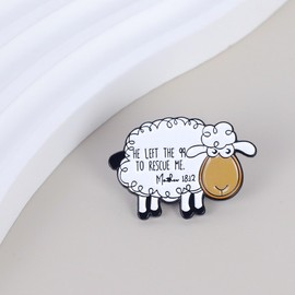 Christian Shepherd Enamel Pins, He Left The 99 Lost Sheep Brooch Pin, Gift For Jesus Lover God Lover Christian Devotee, Matthew 18 12 Bible Verse Brooches, Religious Lapel Badge, Jesus Rescue Decorative Jewelry