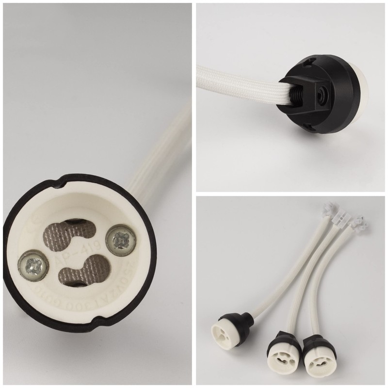 DiCUNO GU10 Ceramic Socket Lamp Holder, 15CM Long Wire Bulb