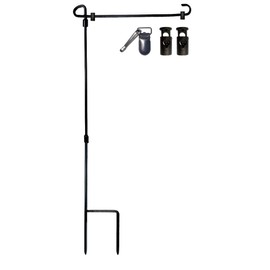 Garden Flag Stand Iron Garden Flag Pole 36.5x16.5 inch with 2 Flag Stopper and 1 Tiger Clip Garden flag stake for Outdoor Decorate Garden Yard