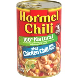 HORMEL Chili Natural White Chicken Chili with Beans (Pack of 12), 15 oz Canned Chili– 19g Protein per Serving, Gluten-Free, No Artificial Ingredients - Great for Bowls, Dips, Hot Dogs and Appetizers