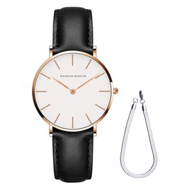 MUXIJIA Women's Watch 3ATM Waterproof Analogue Quartz Fashion Casual Women's Watches, Golden - Black, Strap.