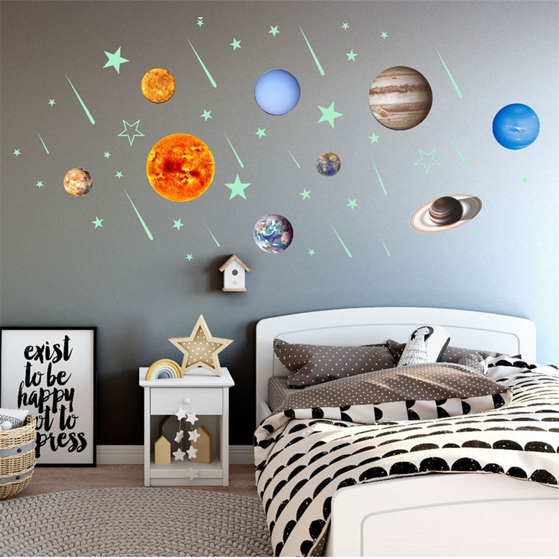 Luminous Solar System Planets Fluorescent Wall Stickers Planets Stickers Ceiling