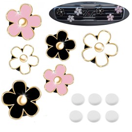 Daisy Car Decoration Flower Air Vent Clip Air Conditioning Outlet Clip Car Air Freshener Clip Car Interior Decor Charm Colorful Car Accessories for Women Interior Cute Set,(Black,Pink,White)
