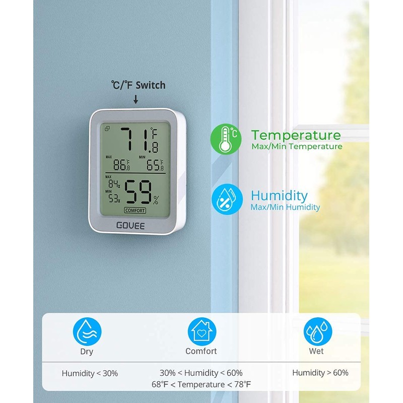 Govee Bluetooth Digital Hygrometer Indoor Thermometer, Room Humidity and Temperature
