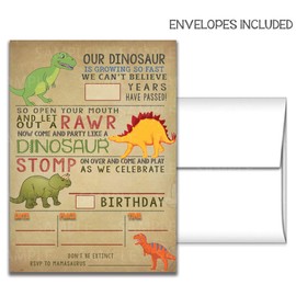 Dinosaur birthday invitations party decoration, fill in 5x7 invites, Boy T-Rex Dino Party.