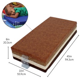 FDP Rustic Sleepy Time Children's Non-Folding Foam Rest Nap Mat with Non-Slip Bottom for Home, Daycares, Classrooms, 2 inch Thick with Name Tag Holder (4-Pack) 12269-DA - Distressed Assorted