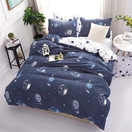 JQWUPUP Galaxy Planet Duvet Cover Set Single, 3Pcs Bedding Quilt Cover Set with Pillowcases for Teens Kids Boys Girls, Durable Microfiber (Single, Universe)