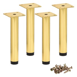 Btowin VCF 4 Inch / 10cm Metal Furniture Legs, 4 Pcs Gold Adjustable Furniture Support Feet, Replacement Dresser Legs Feet for Cabinet Table Sofa Couch Chair Desk Kitchen Cupboard
