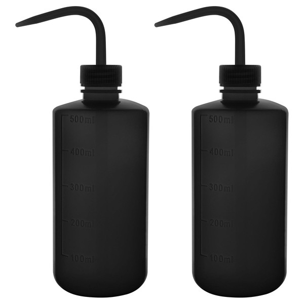 stonylab LDPE Chemical Wash Bottle, 2-Pack Watering Tool Safety Black