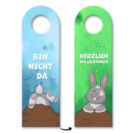 Bin nicht da - Herzlich willkommen Rabbit Door Hanger as a Funny Idea for Children's Room, Shop and Home to Show if You Are On Site