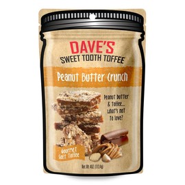 Small Batch Toffee, 1/4lb Pouch - Dave's Sweet Tooth - Award Winning Chocolate Almond Toffee Snack Candy & Sweets Recipe:_Peanut Butter Crunch