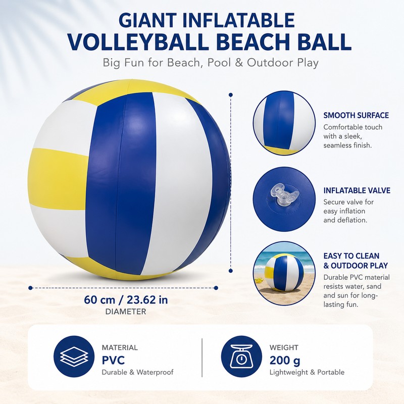Giant Inflatable Beach Ball for Outdoor Games – PVC Volleyball-Style