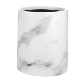 Zerodeko Marble Round Garbage Can Double Layer Marbling Trash Can Small Office Wastebasket Hold Garbage Bag for Bathroom