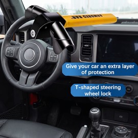 Car Steering Wheel Lock for Everyday Vehicle Security – T-Bar Anti-Theft Deterrent for Parked Cars