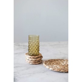 Creative Co-Op Hand-Woven Water Hyacinth Trivet and 4" Round, Set of 5 Coasters, 10" L x 10" W x 1" H, Natural