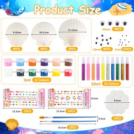 Kids Sea Shell Painting Kit, Arts and Crafts for Kids Age 5 6 8 7 9 10 11 12, Arts & Crafts Painting Gifts for Boys Girls for DIY Activities Party Supplies Education and Creativity
